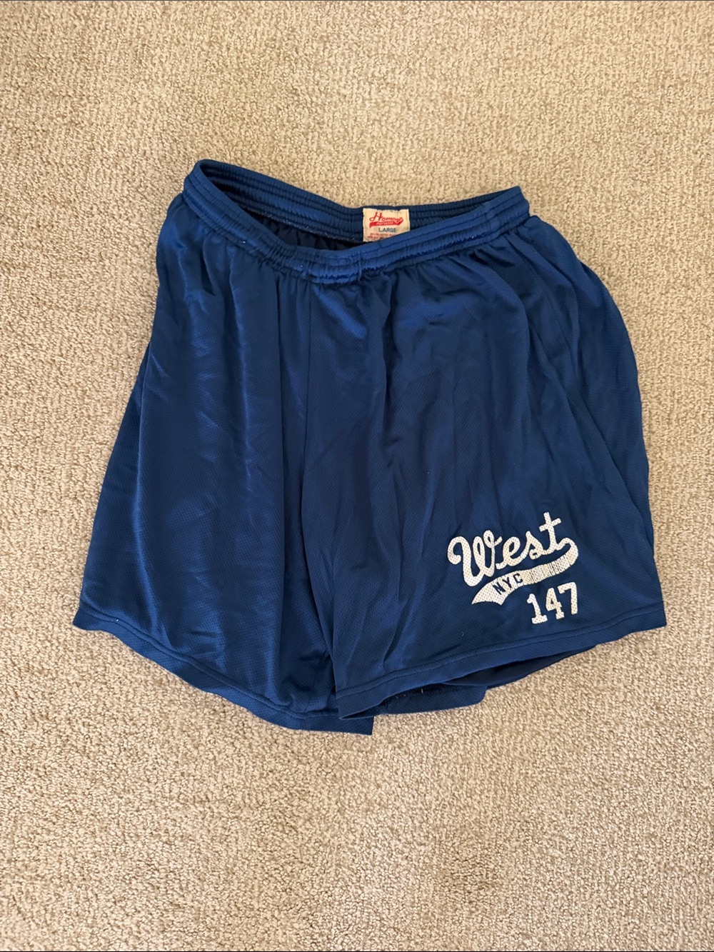 Vintage WEST NYC Mesh Blue Athletic Shorts Size Large